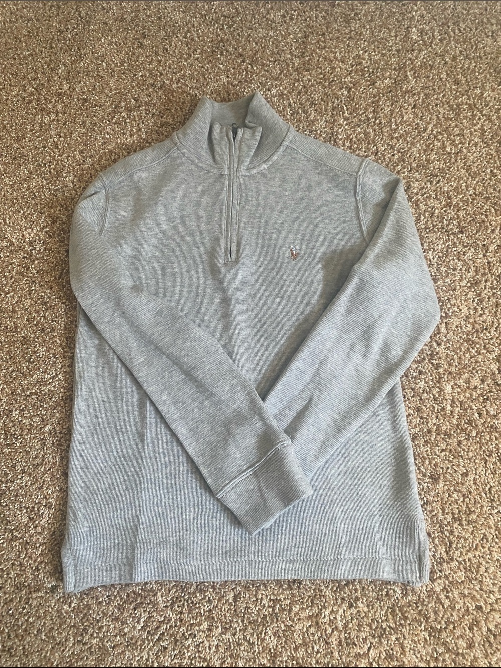 Polo by Ralph Lauren Light Gray Quarter-Zip Sweater